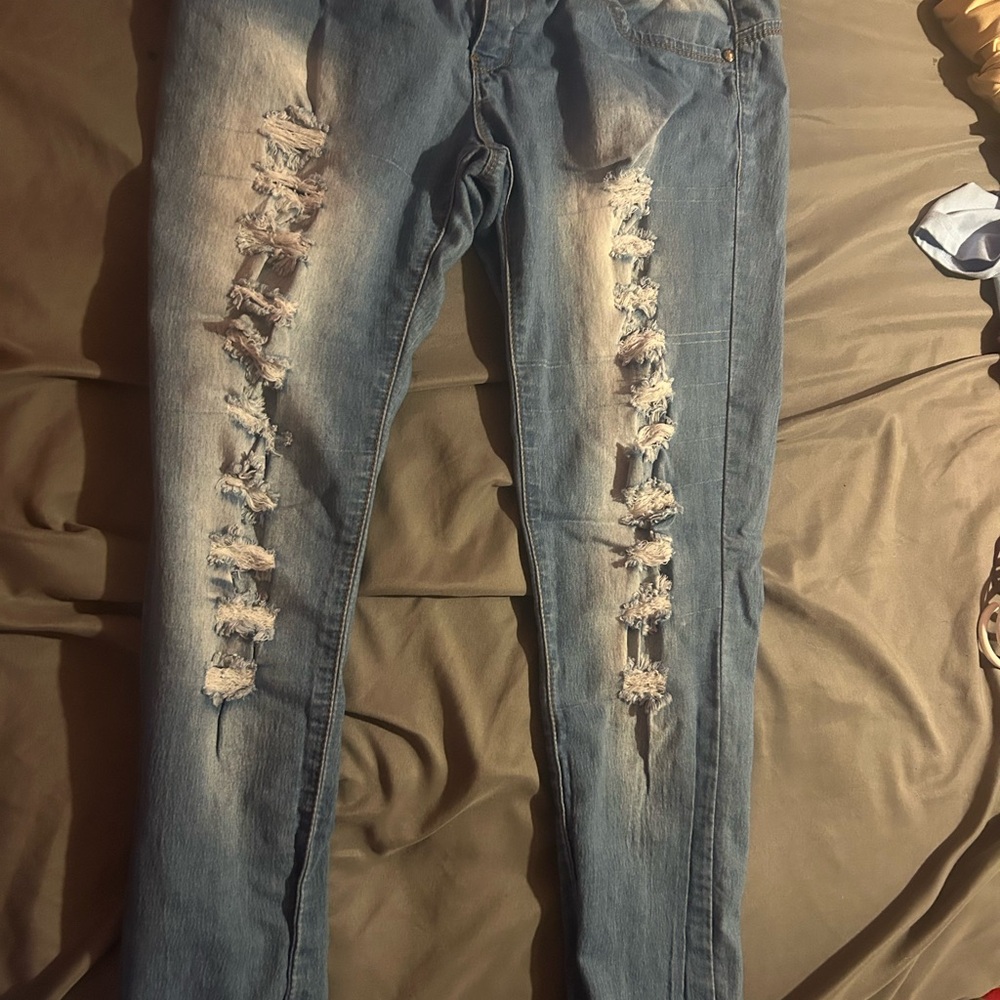 VIP Distressed Light Blue Skinny Jeans